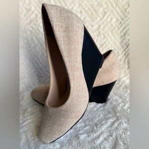New! Beige and Black Women's Wedge Heels